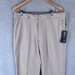 NEW Walter Hagen Pants Mens 36x32 Beige Perfect 11 Flat Front Slacks Golf Casual
